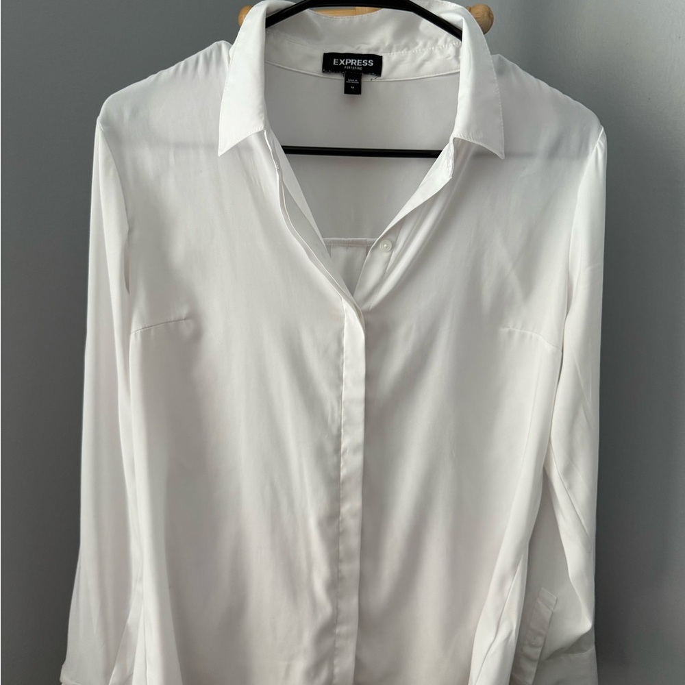 Express Women's Classic White Button Down Shirt